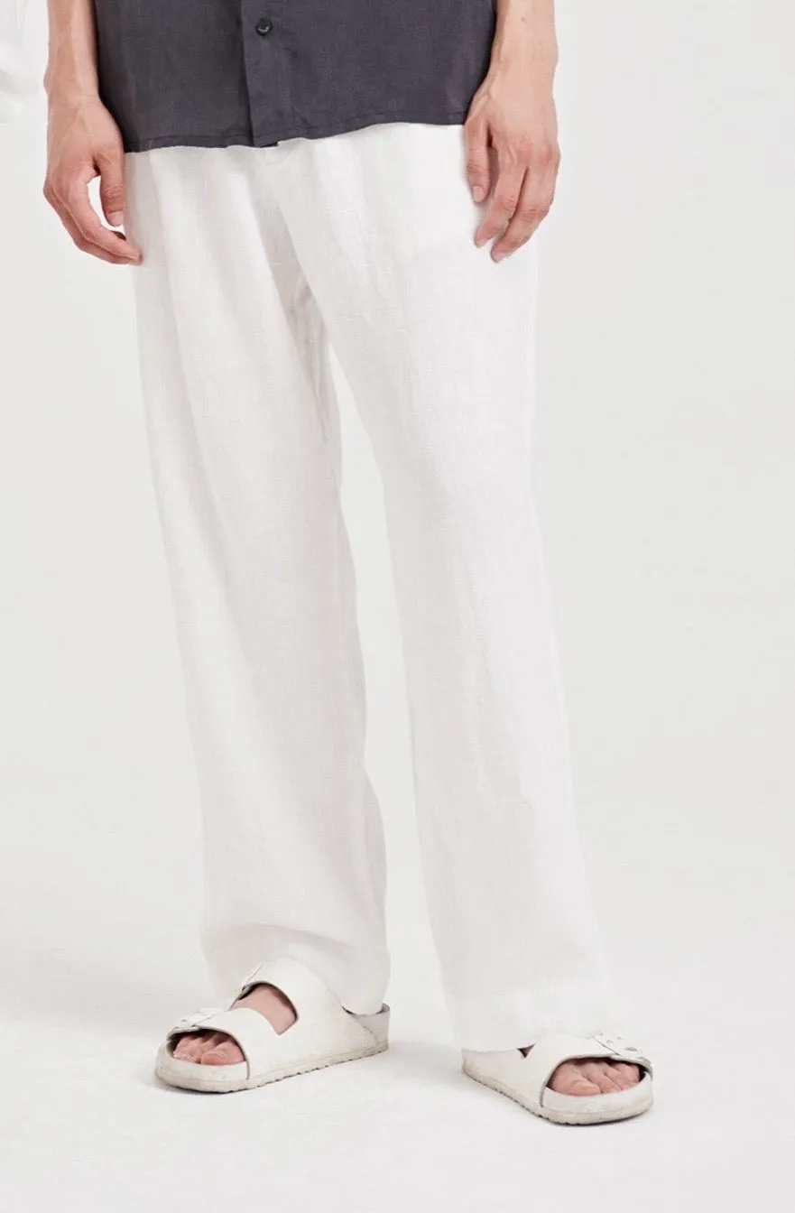 08 / Pleated heavyweight linen trousers white