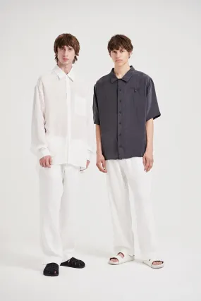 08 / Pleated heavyweight linen trousers white