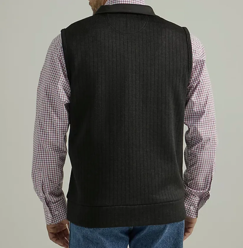 112334104- Wrangler George Strait Knit Zip Vest- Black