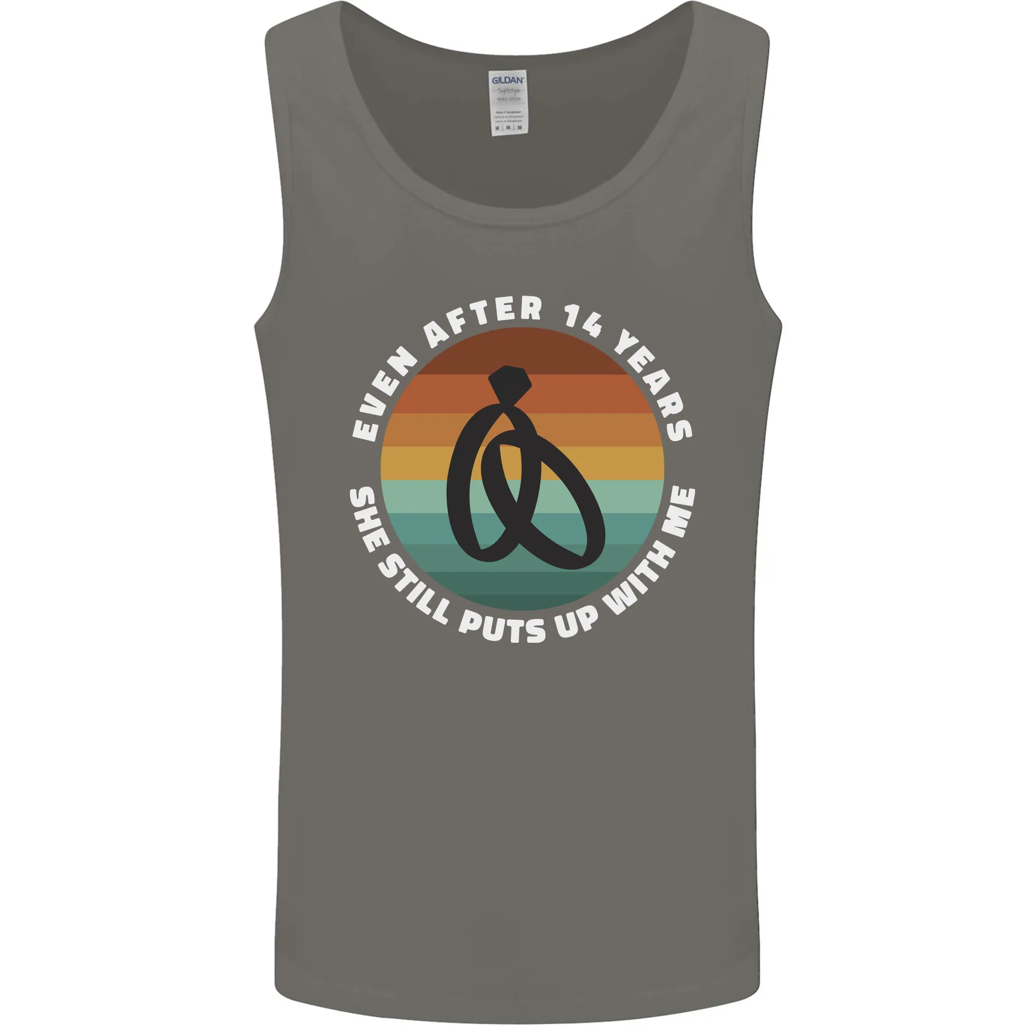 14 Year Wedding Anniversary 14th Marriage Mens Vest Tank Top