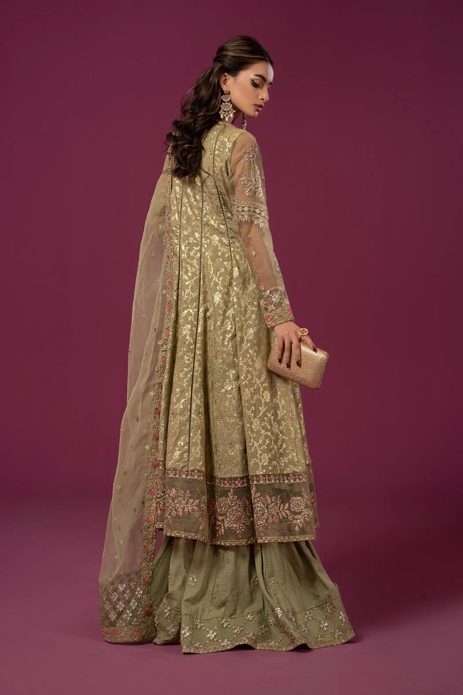 3 Piece Embroidered Cotton Lurex Jacquard Suit | SF-EF24-70