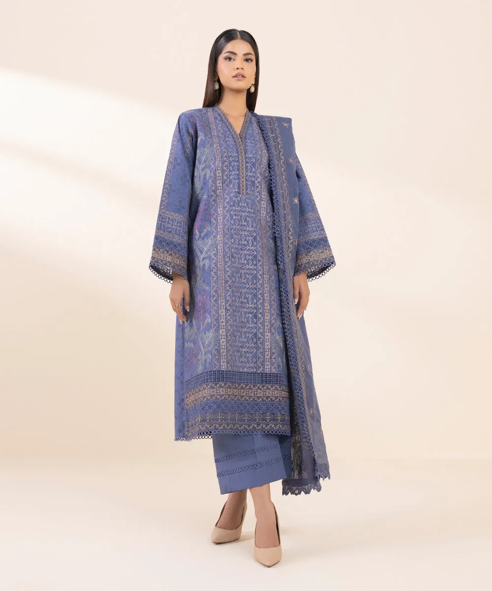 3 Piece - Embroidered Jacquard Suit