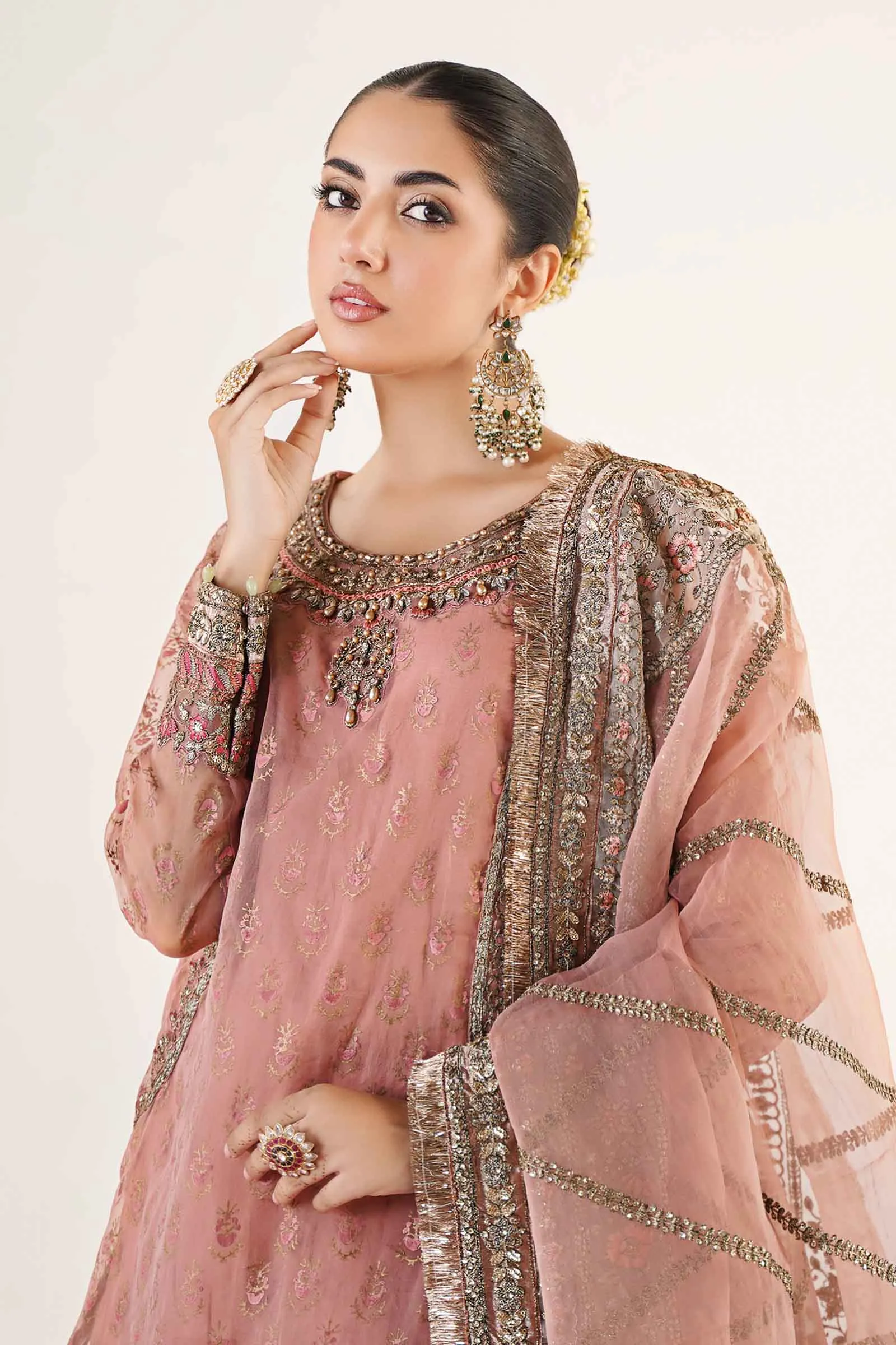 3 Piece Embroidered Organza Suit | SF-EA24-25