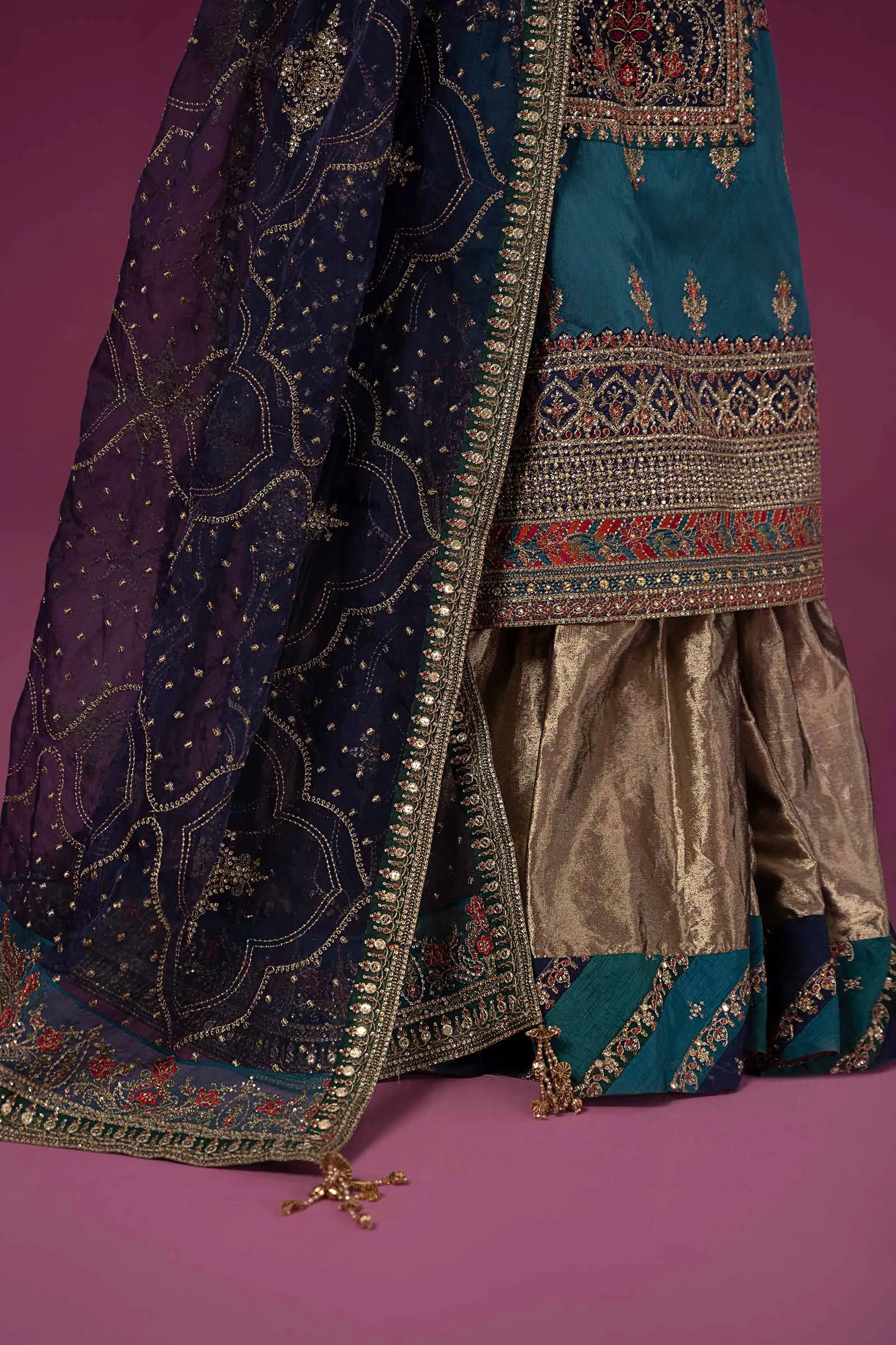 3 Piece Embroidered Raw Silk Suit | SF-EF24-27