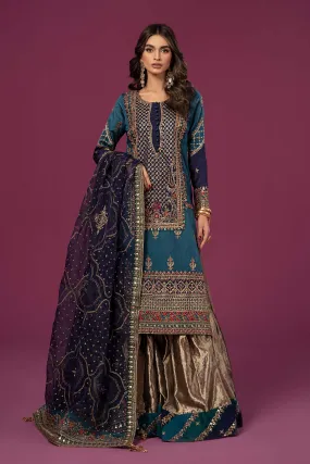 3 Piece Embroidered Raw Silk Suit | SF-EF24-27