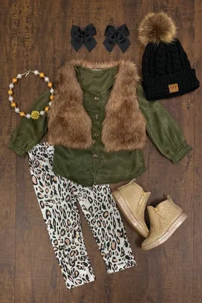 3 Piece - Olivia Fur Vest Set