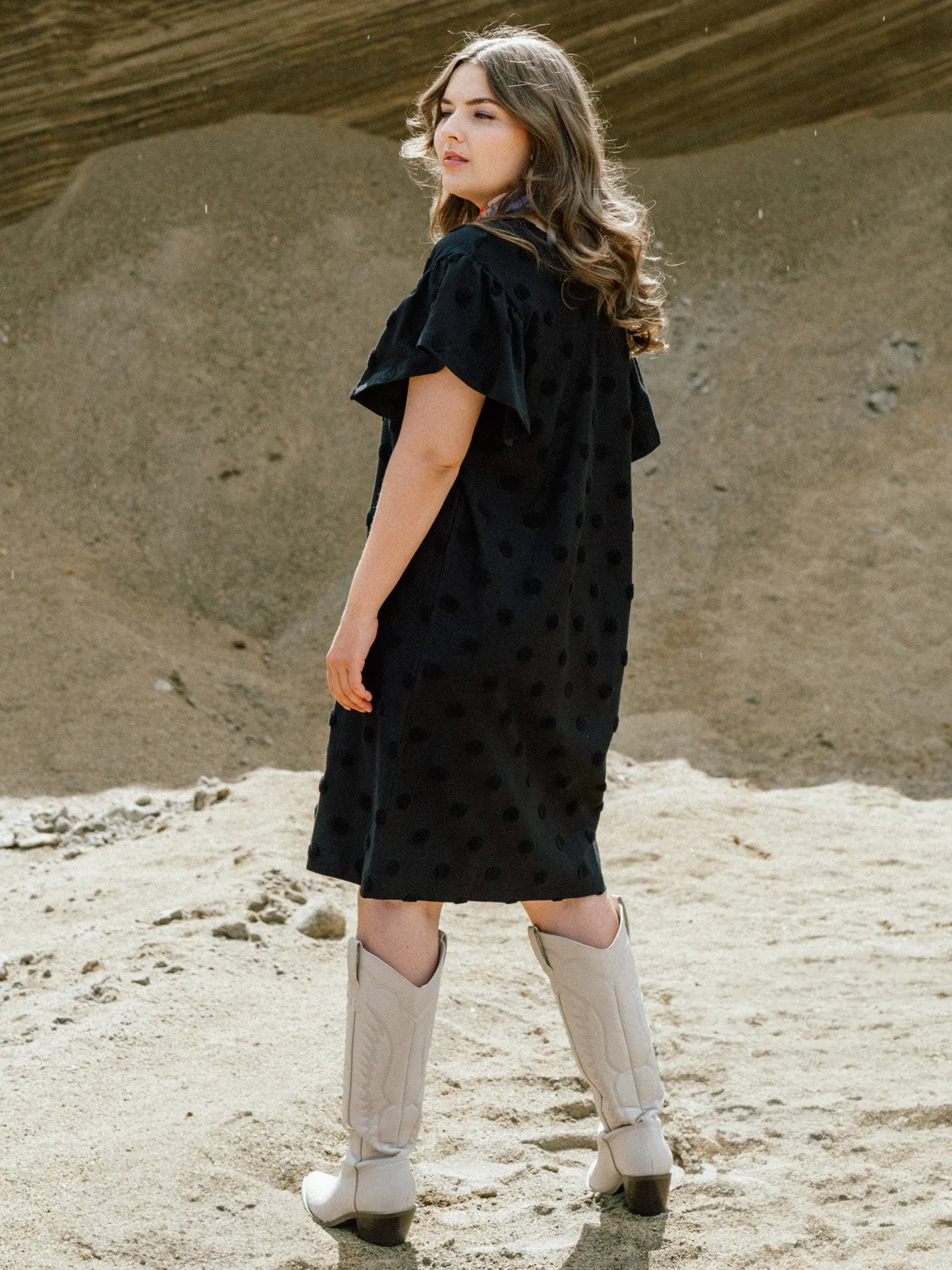 Aida Dress Black Big Dot