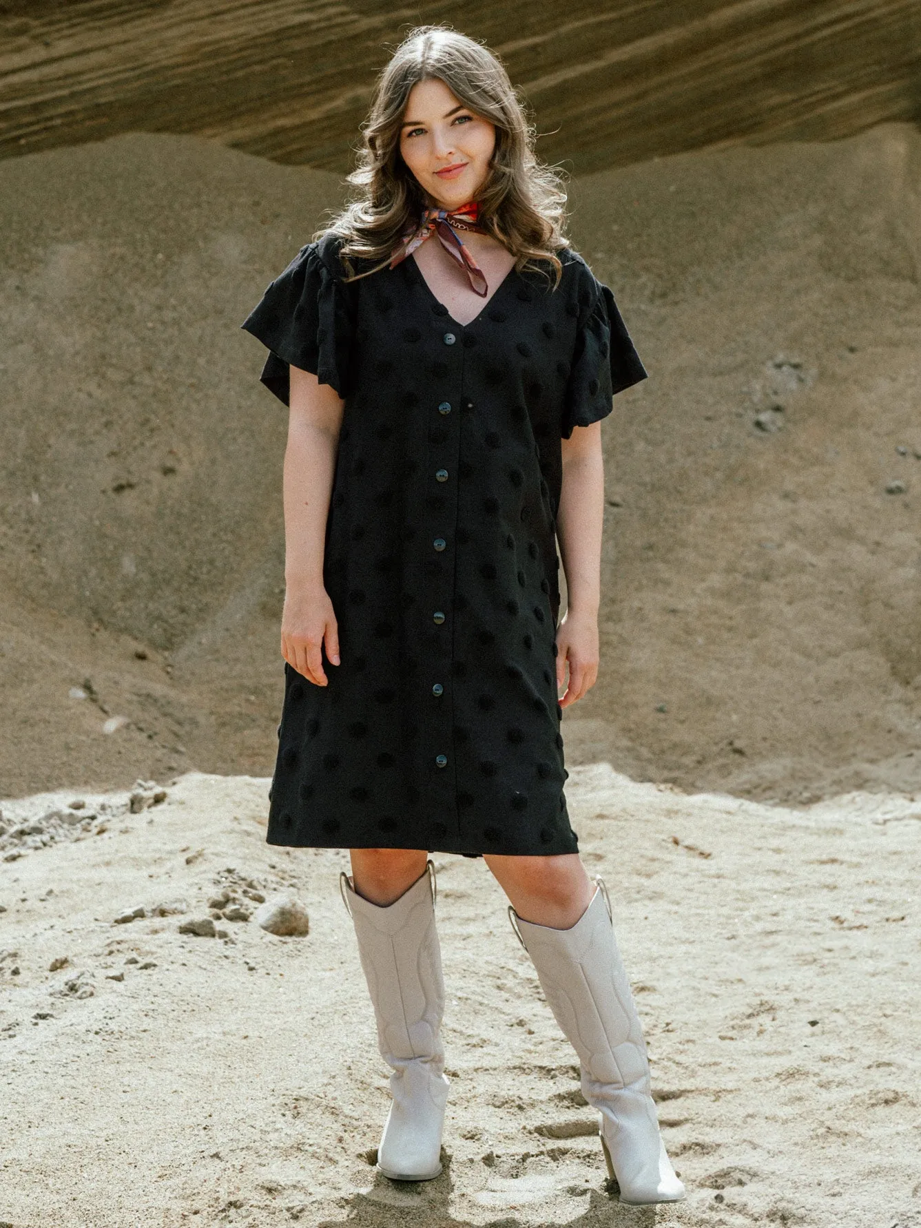 Aida Dress Black Big Dot