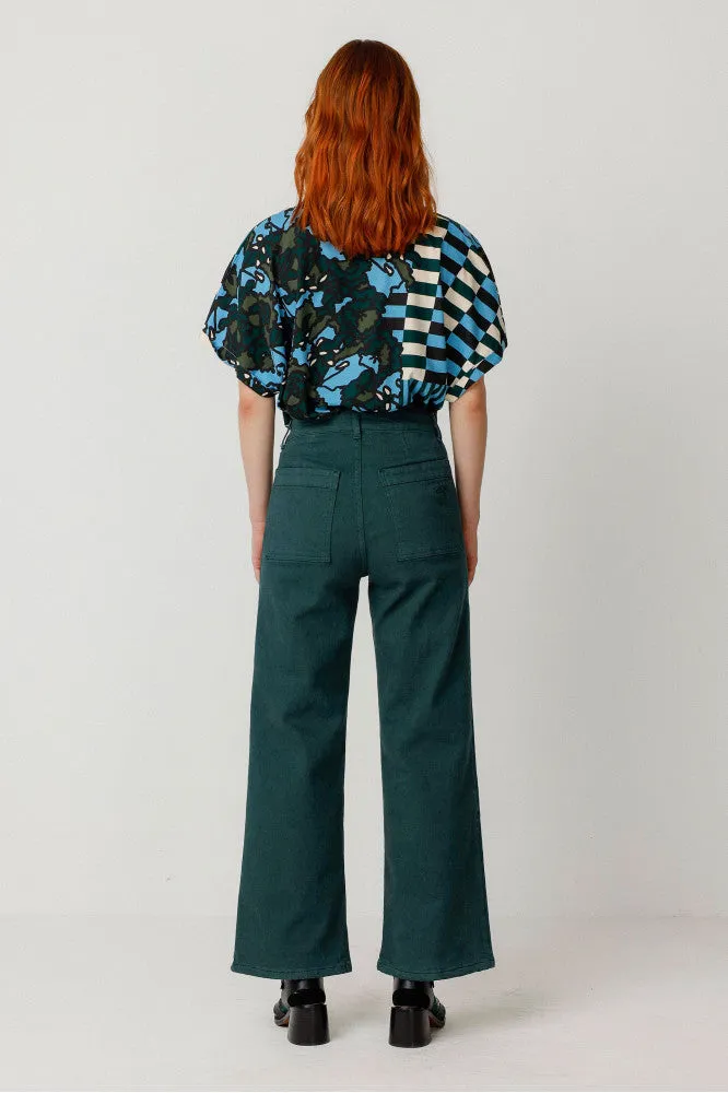 Ainhize Wide-Leg Pant - Dark Green