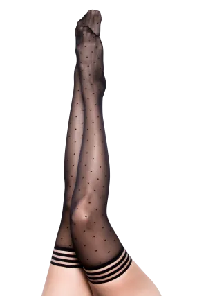 Ally: 1940s Polka Dot Flashback Thigh Highs. Petite to Plus Size