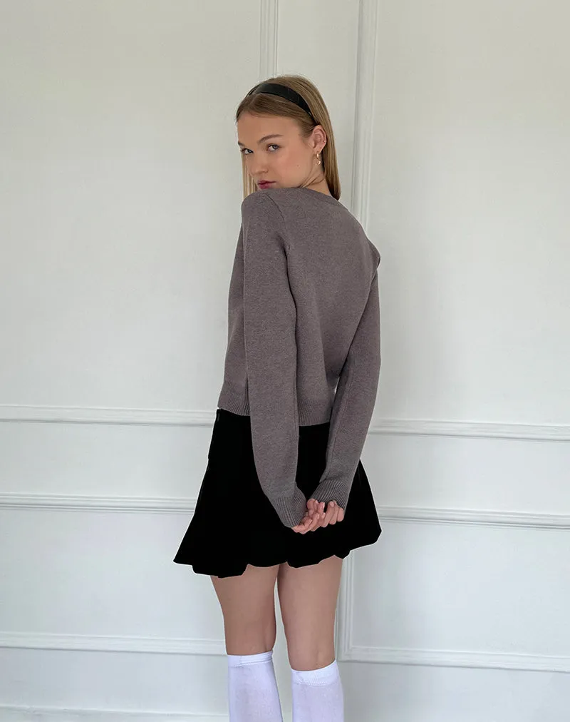 Alniyat Long Sleeve Cardi in Charcoal Grey