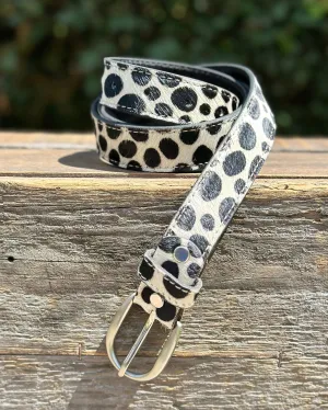 Animal Print Leather Belt - Monochrome Dotty