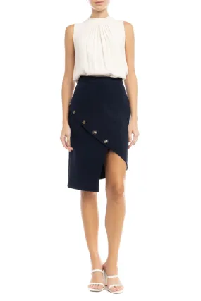 Asymmetric Button Detail Skirt