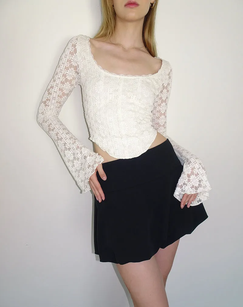 Belle Long Sleeve Top in Regal Lace Ivory