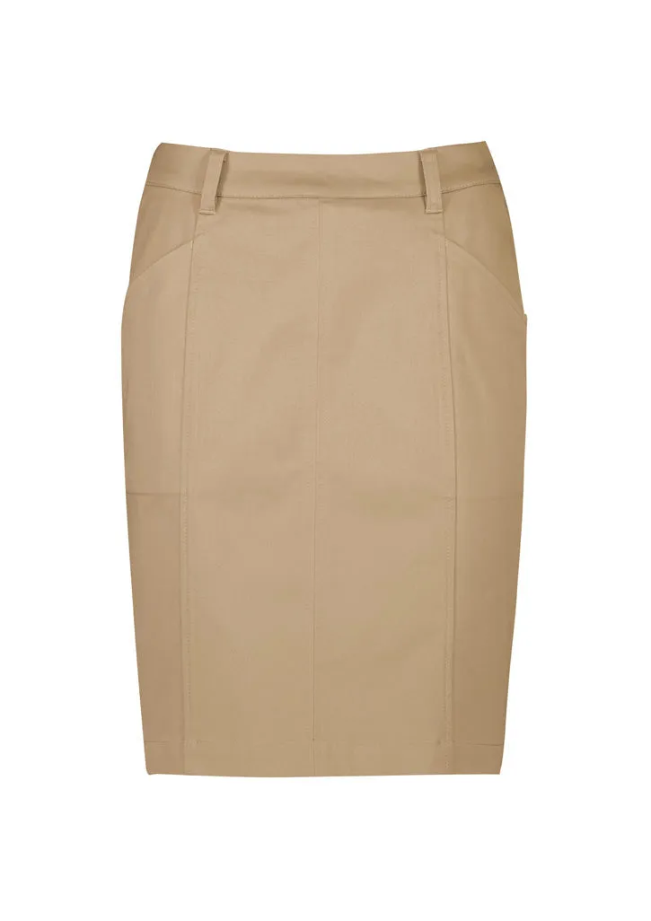 Biz Corporate Womens Mid Waist Stretch Chino Skirt (RGS264L)