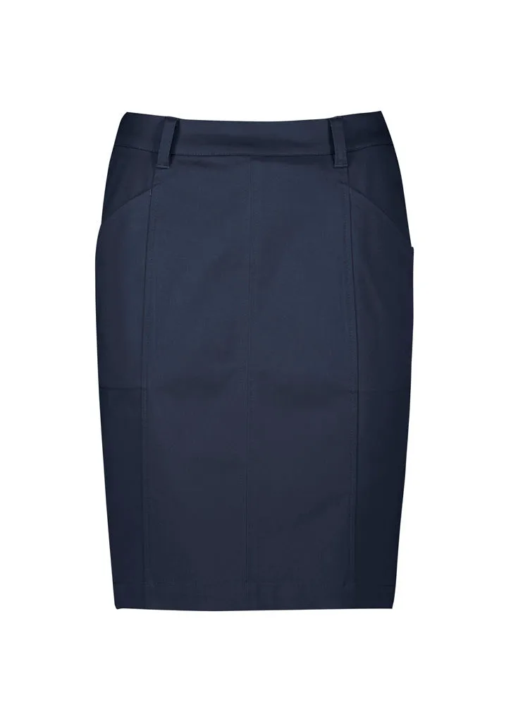 Biz Corporate Womens Mid Waist Stretch Chino Skirt (RGS264L)