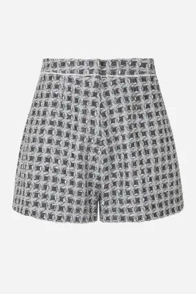 Black And White Tweed Tailored Shorts