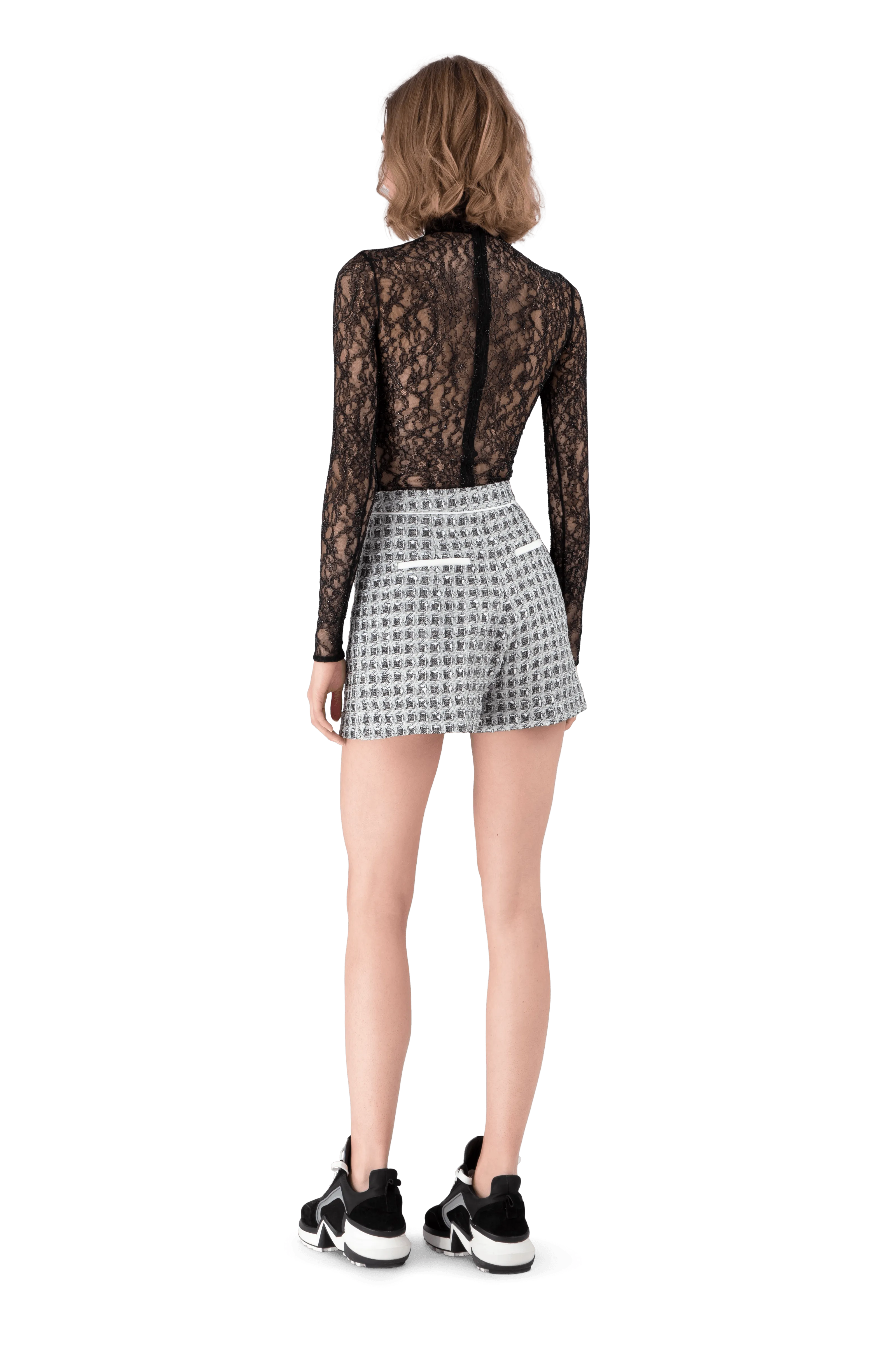 Black And White Tweed Tailored Shorts