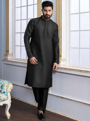 Black Ethnic Motifs Woven Design Kurta with Trousers