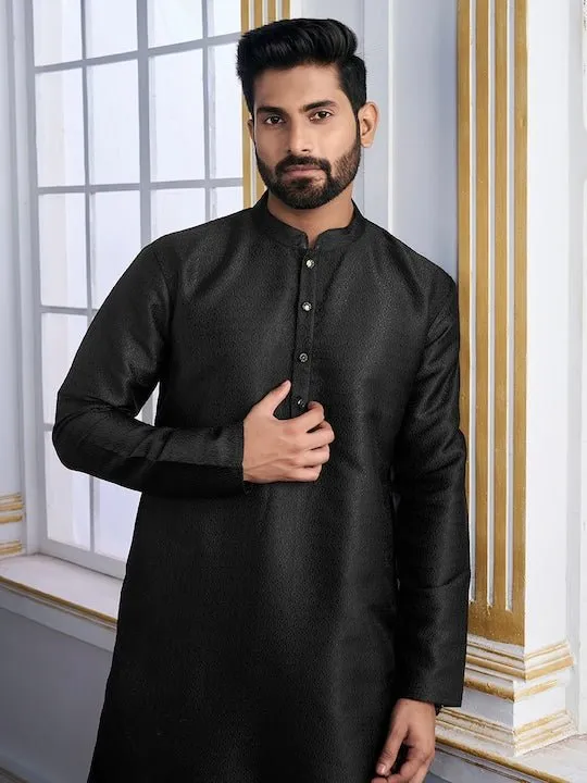 Black Ethnic Motifs Woven Design Kurta with Trousers