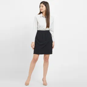 Black Front Pleat Short Skirt