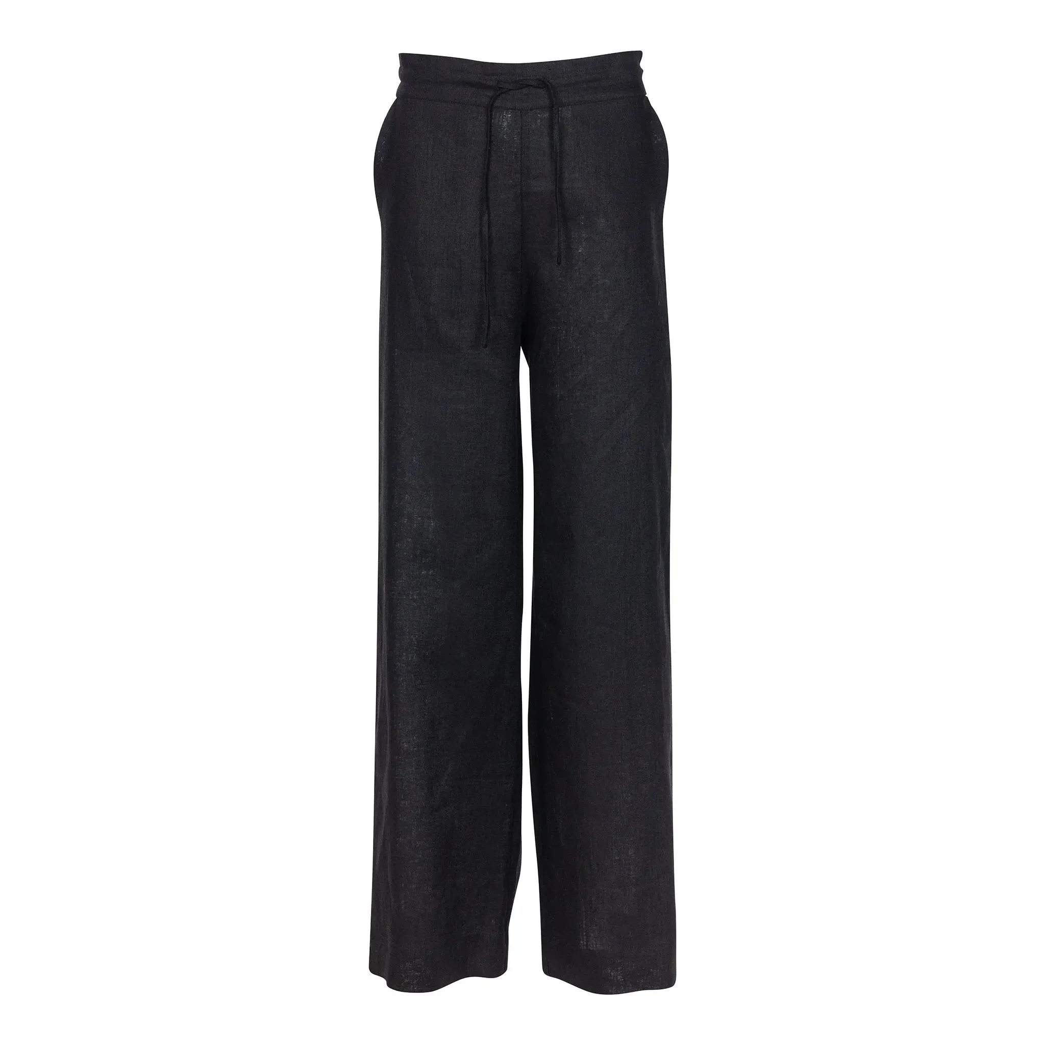 Black Heavy Linen Wide-Leg Women's Trousers Perfect Days