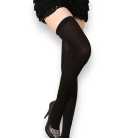 Black Opaque Over The Knee Stocking Socks