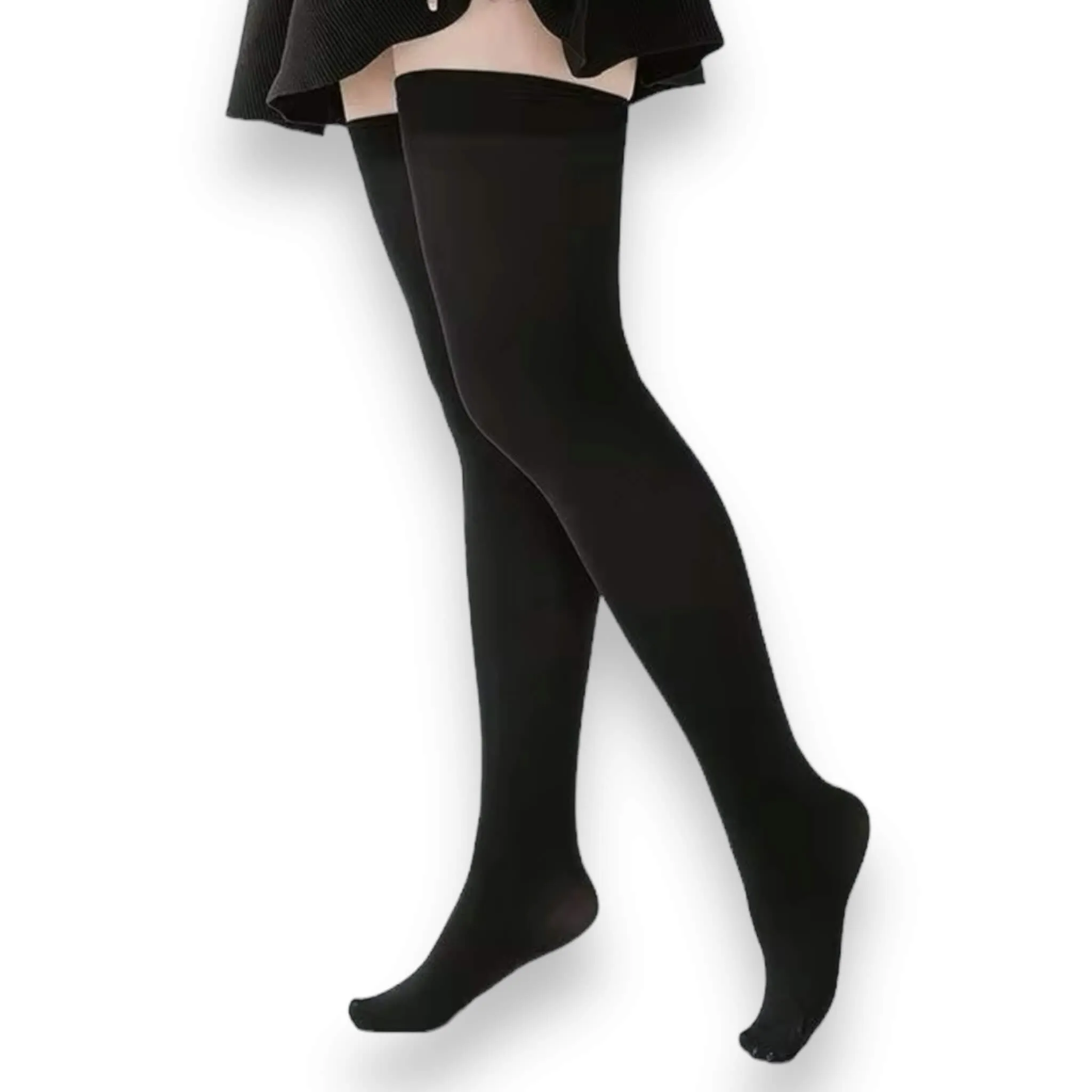 Black Opaque Over The Knee Stocking Socks