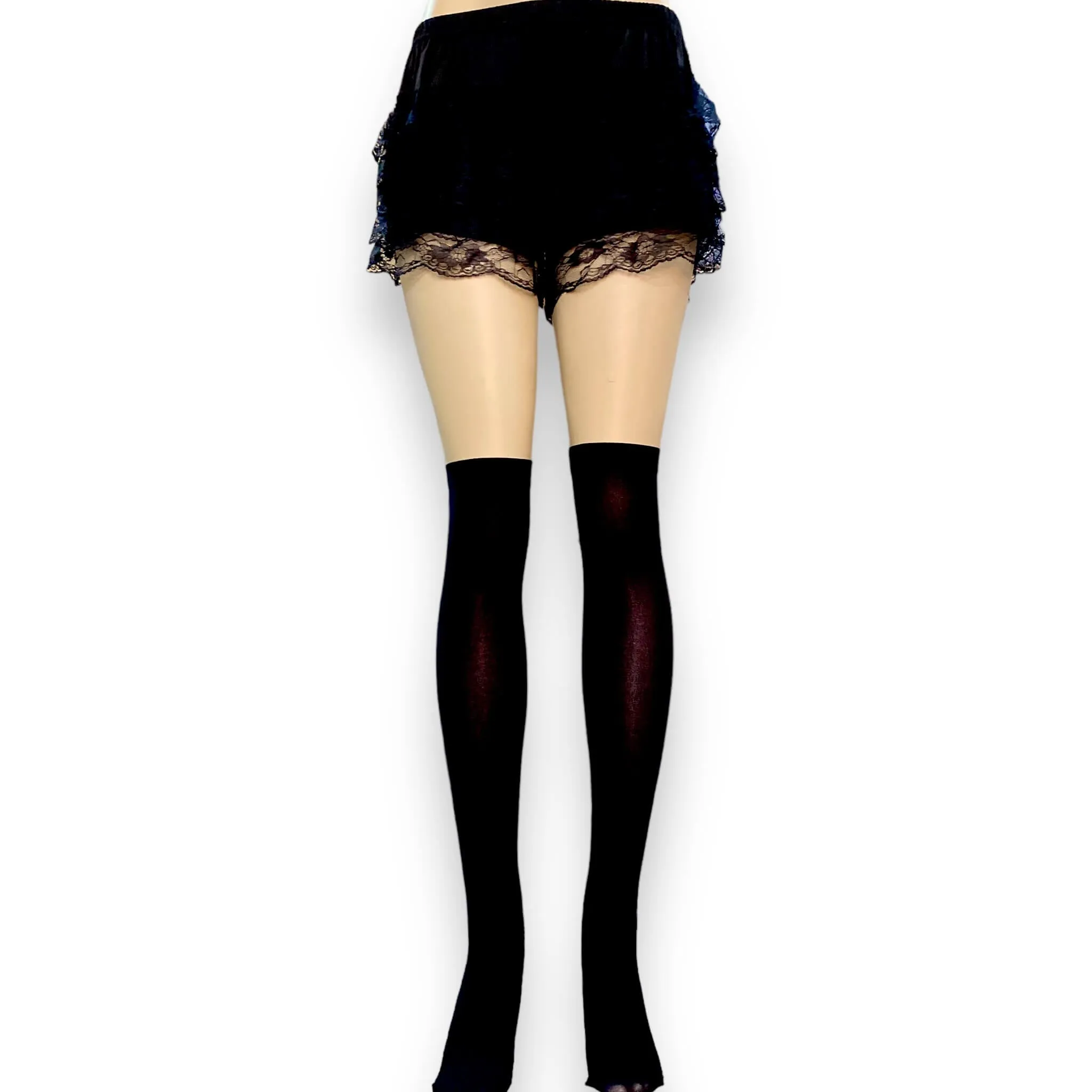 Black Opaque Over The Knee Stocking Socks