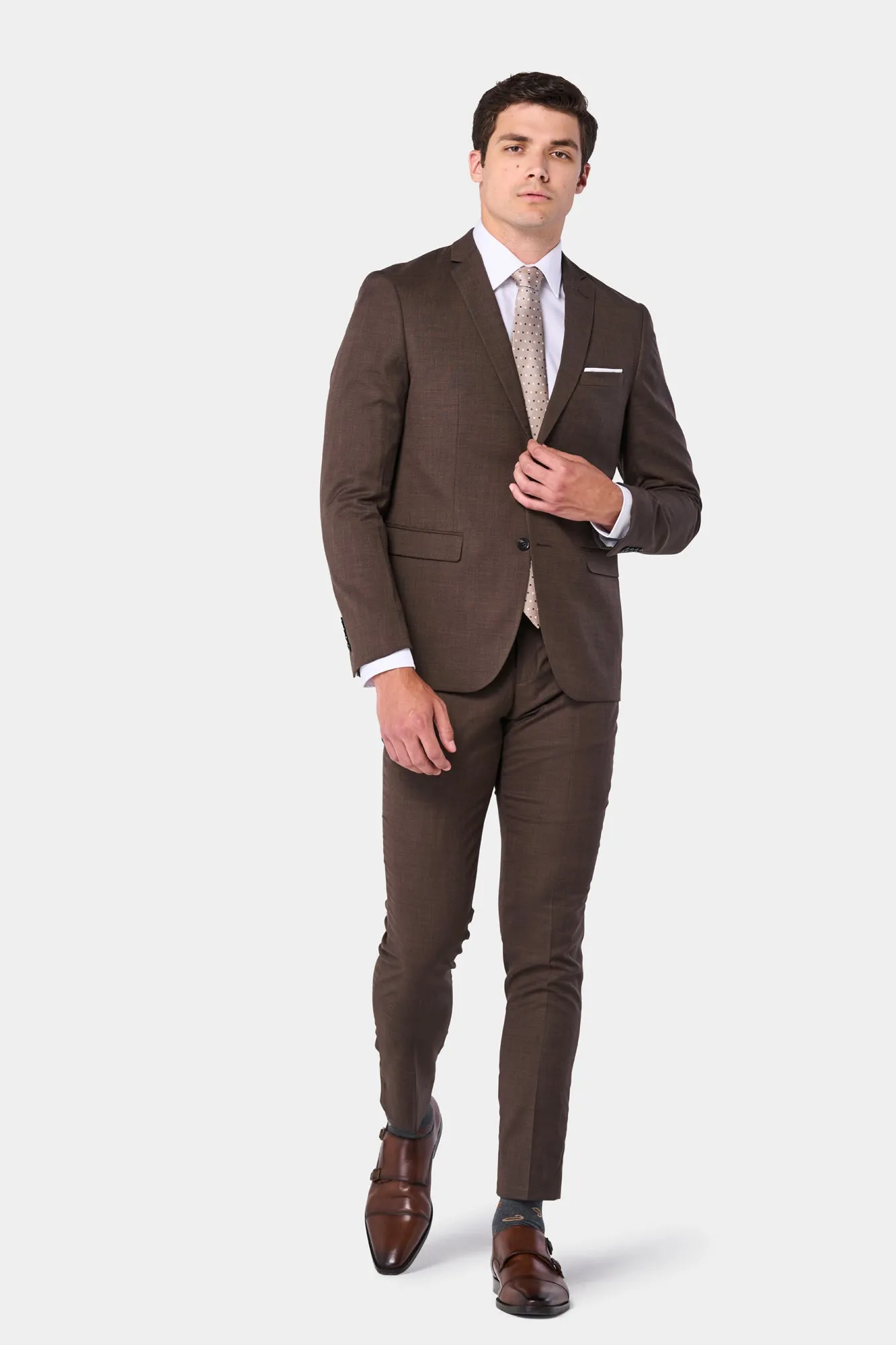 Brown Sharkskin 2 Button Suit