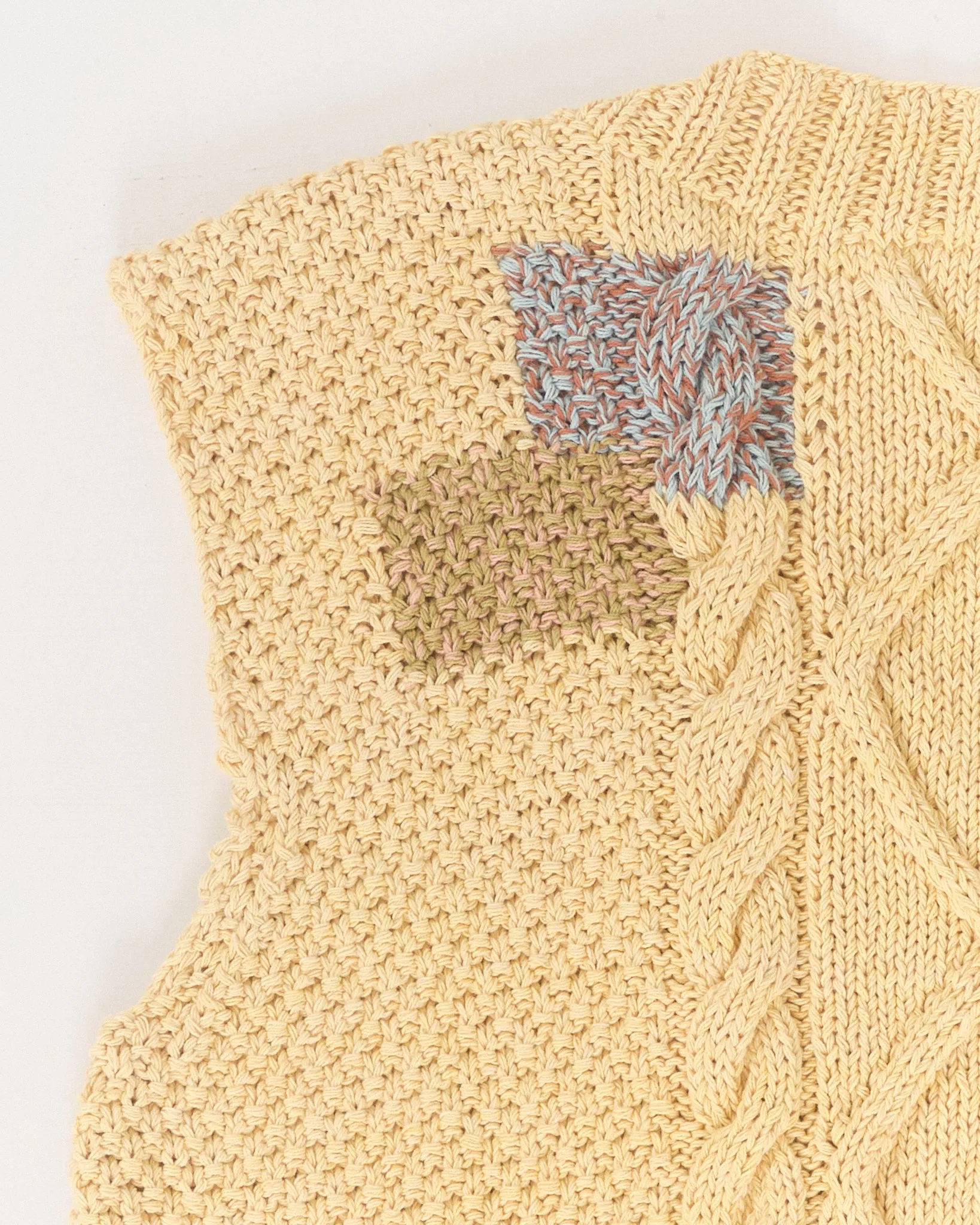 Cable Knit Vest - Yellow Darn-Knit