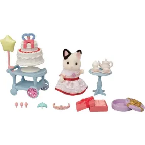 Calico Critters Tuxedo Cat Girl's Party Time Playset, Dollhouse Playset with Figure and Accessories