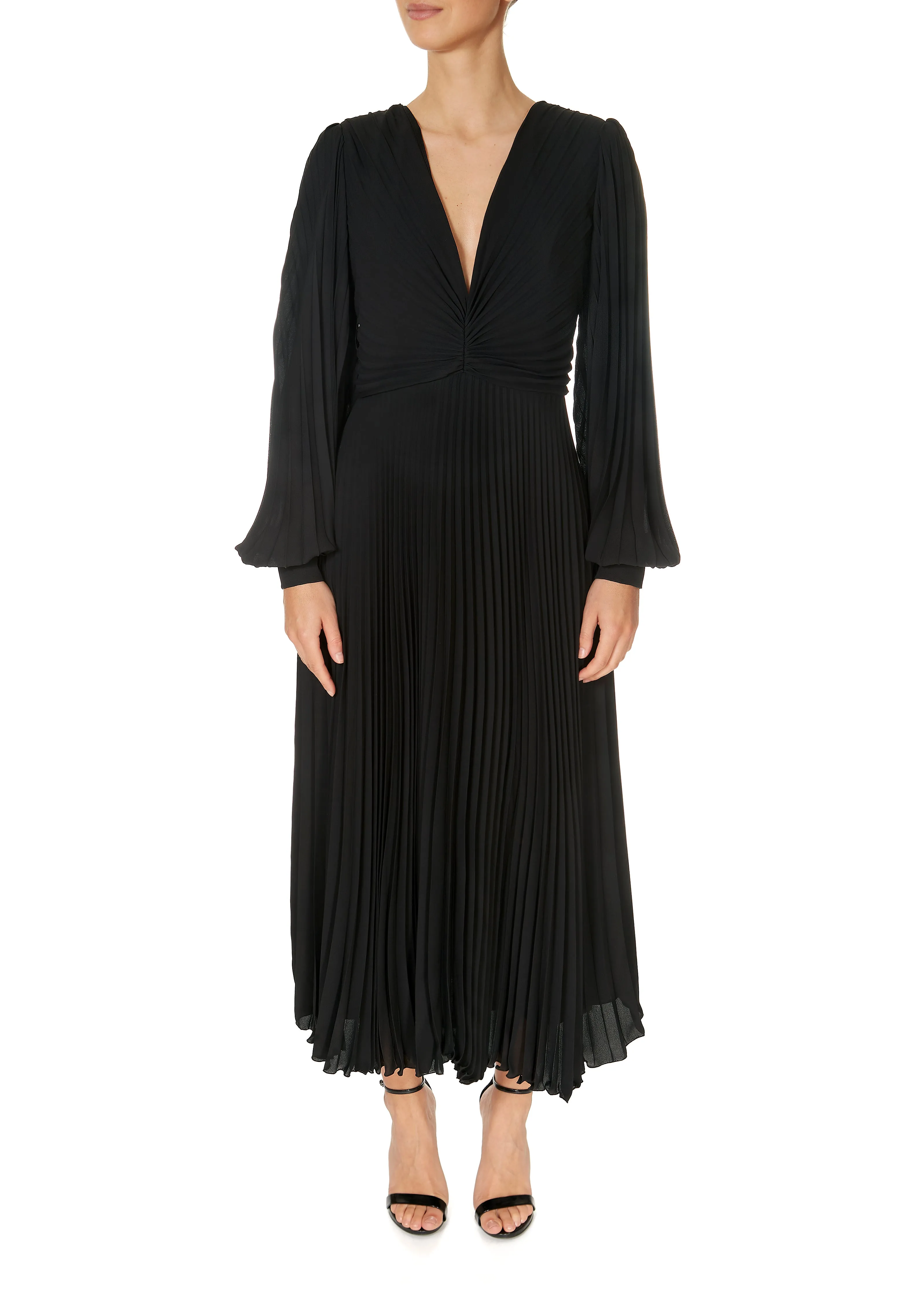 Carla Ruiz Black Pleated Midi Dress