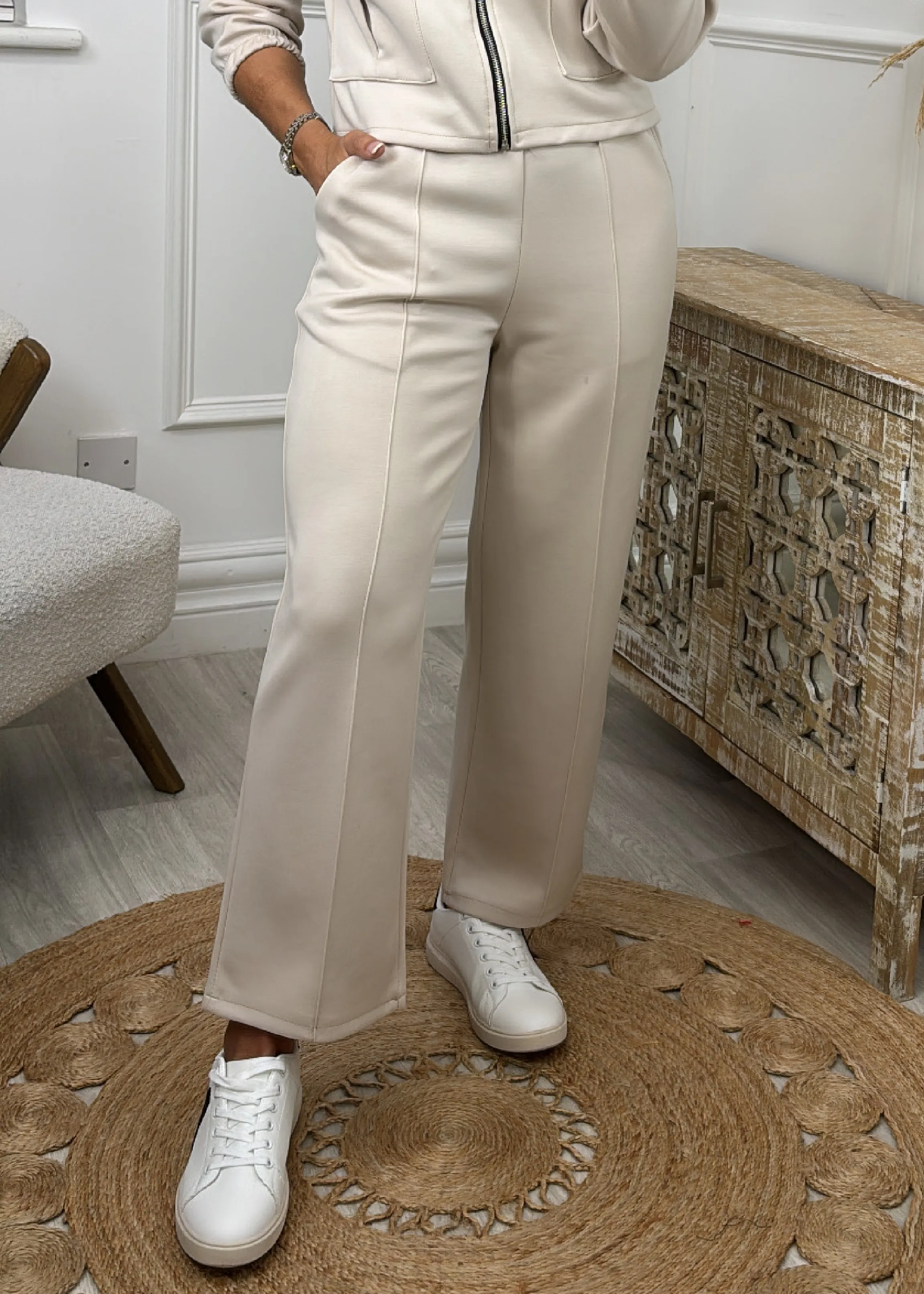 Cassidy Beige Front Seam Trousers 30 leg length