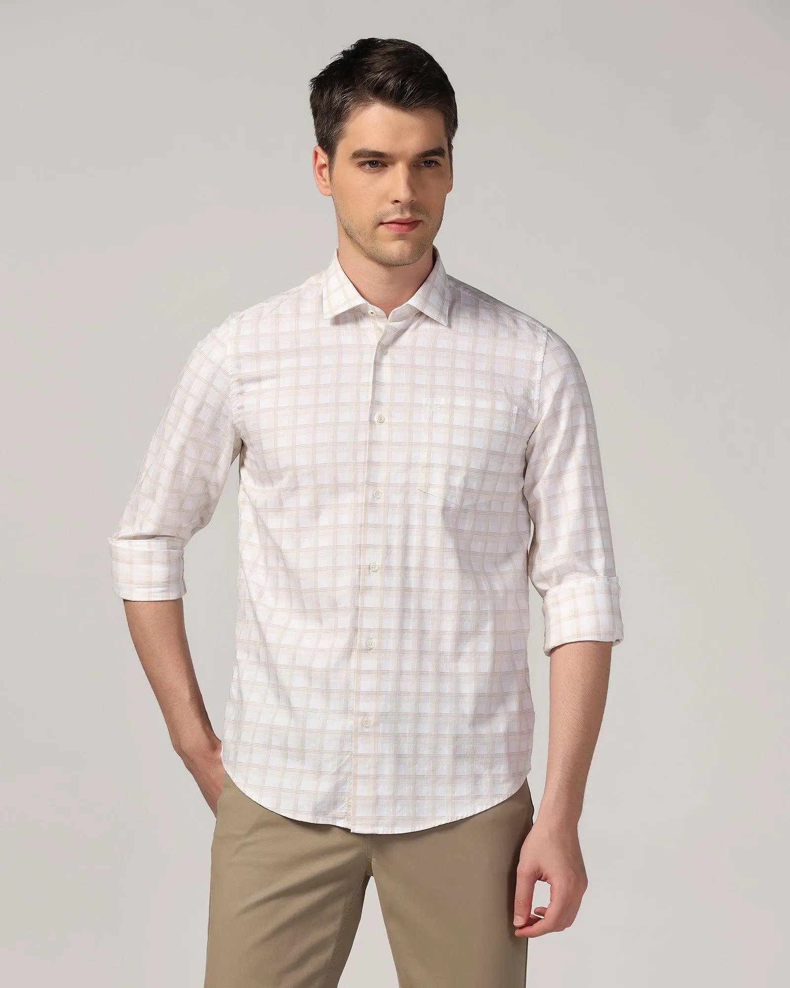 Casual Beige Check Shirt - Torin