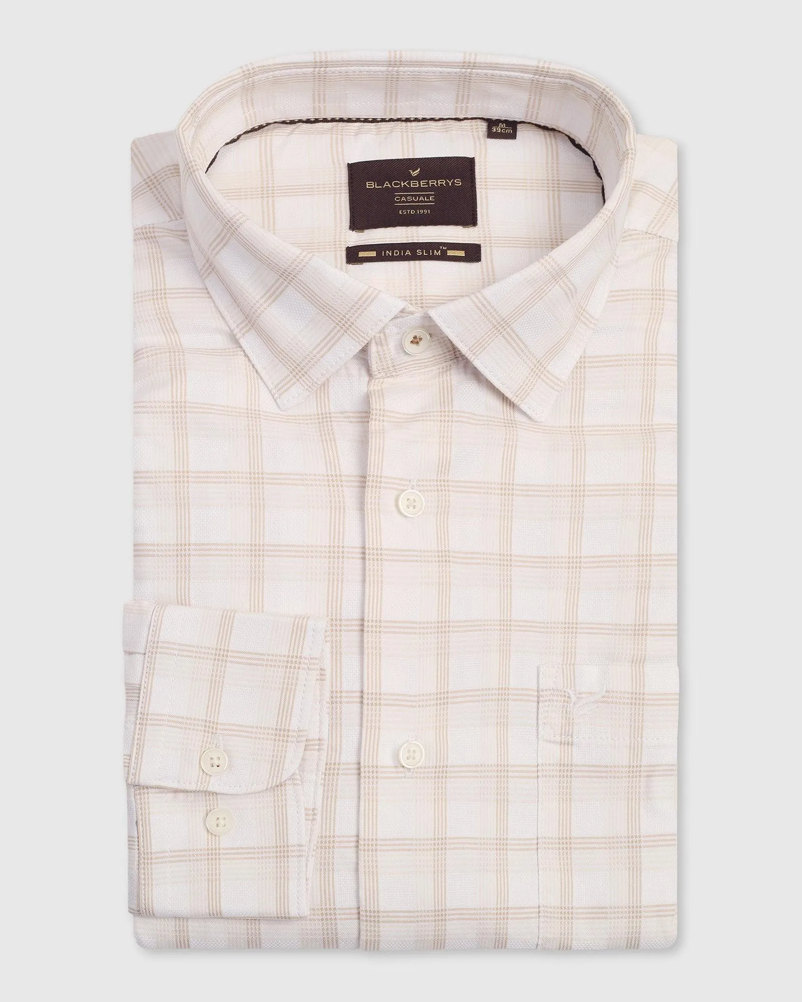 Casual Beige Check Shirt - Torin