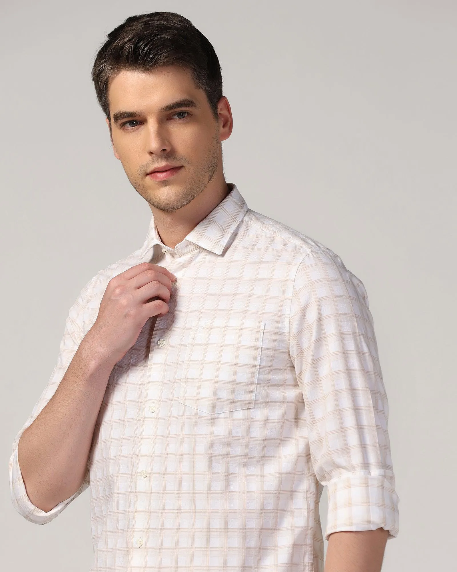 Casual Beige Check Shirt - Torin