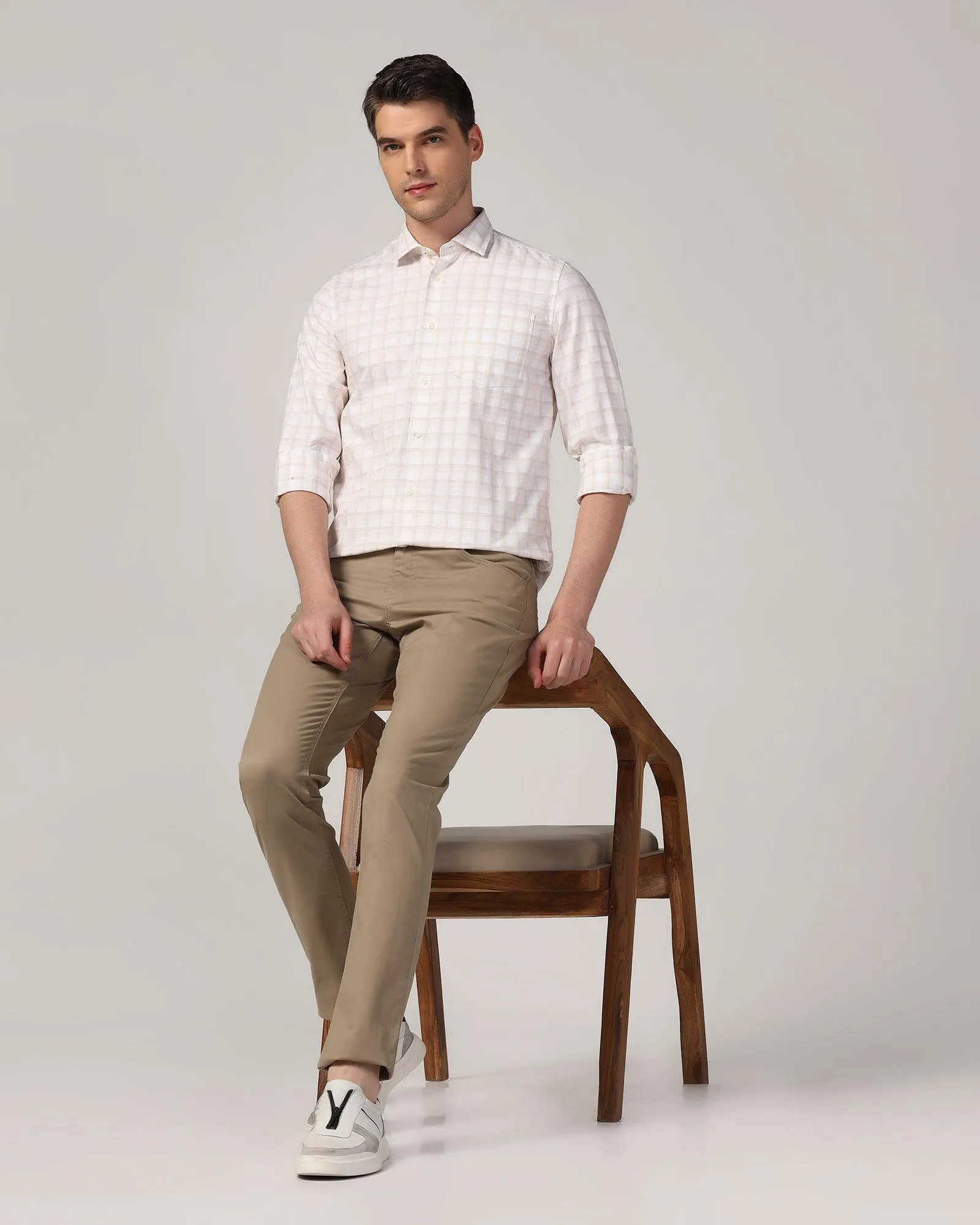 Casual Beige Check Shirt - Torin