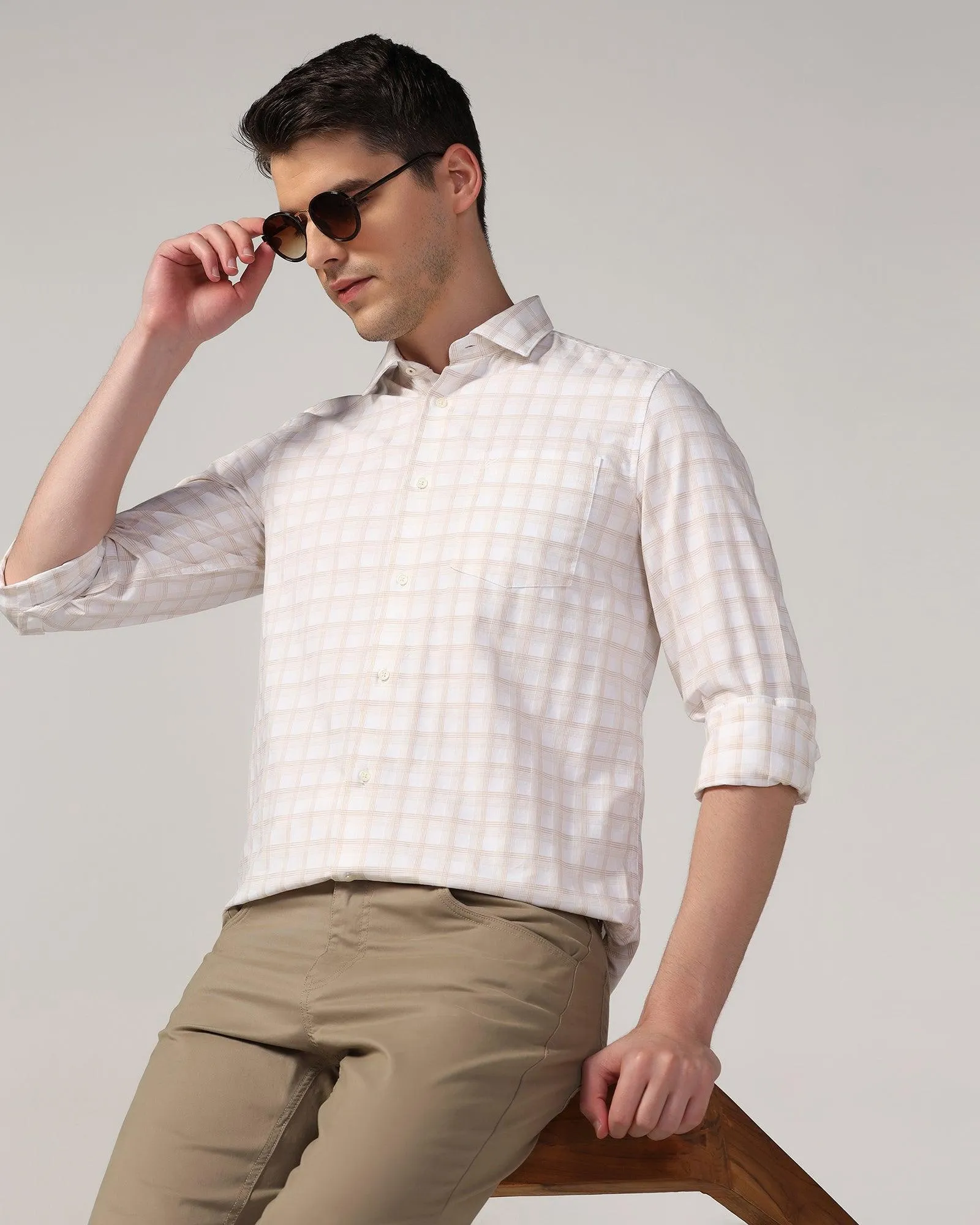 Casual Beige Check Shirt - Torin