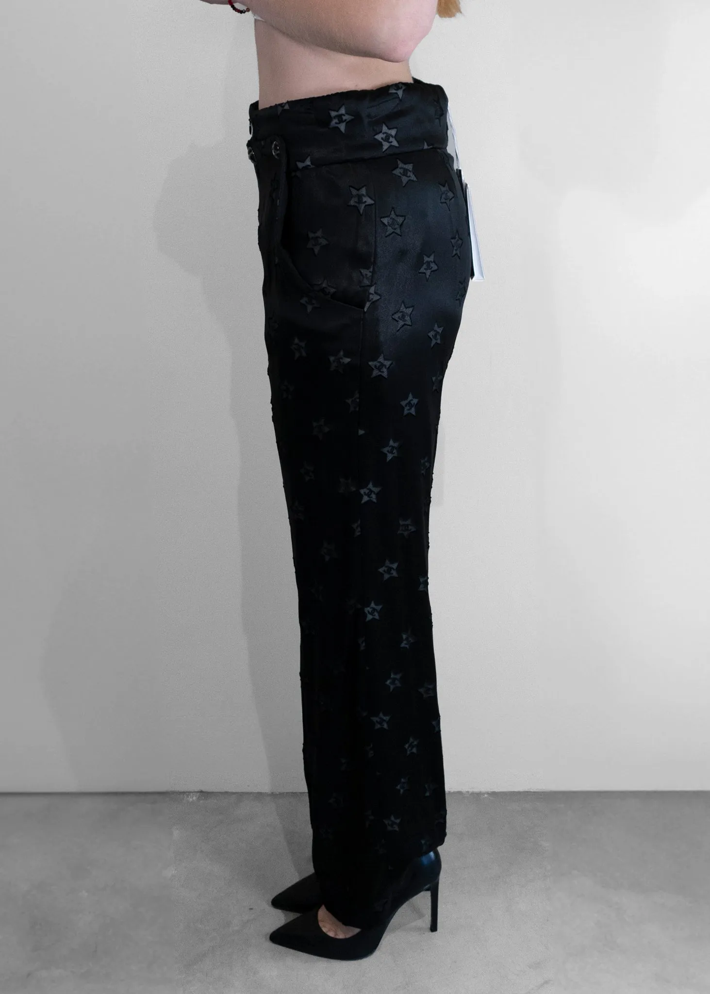 Chanel Wide Leg Black Star Pants