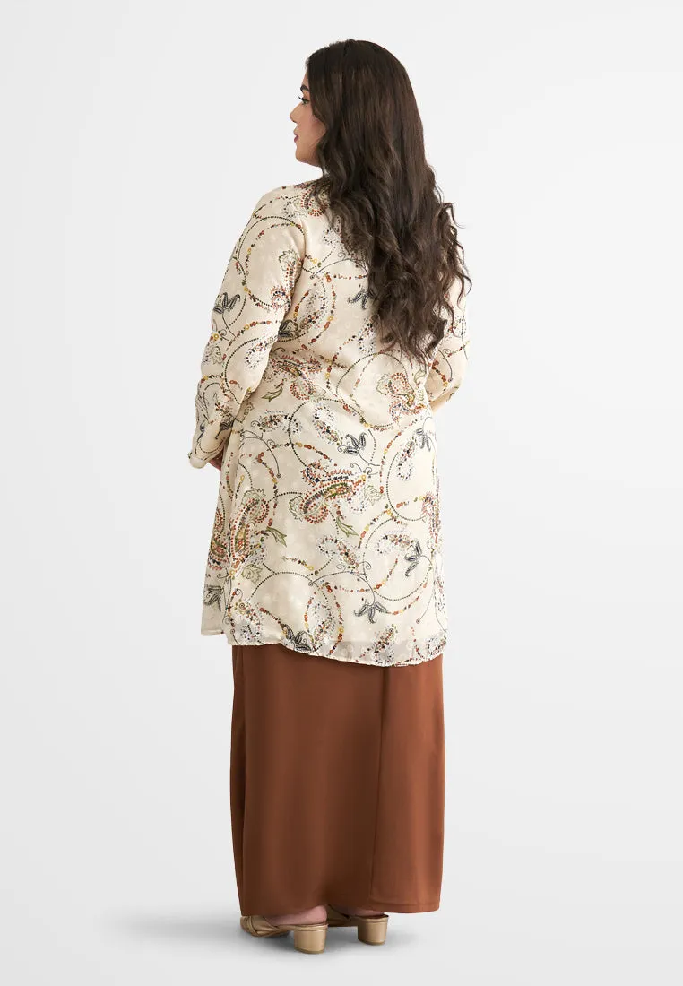 Che Printed Chiffon Kebaya Set - Brown