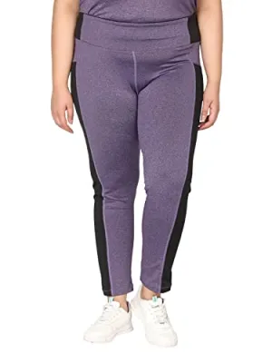 CHKOKKO Women's Regular Fit Polyester Tight (AZPLSSPWMTIGHTS01SELFPURPLE5XL_Purple_5XL)