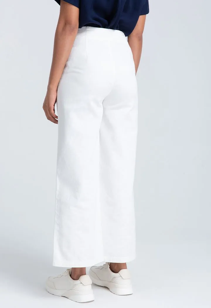 Choice Patch Pocket Denim Culottes Trouser Off White