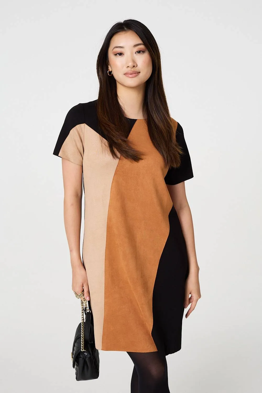 Colour Block Short Sleeve Short Dress