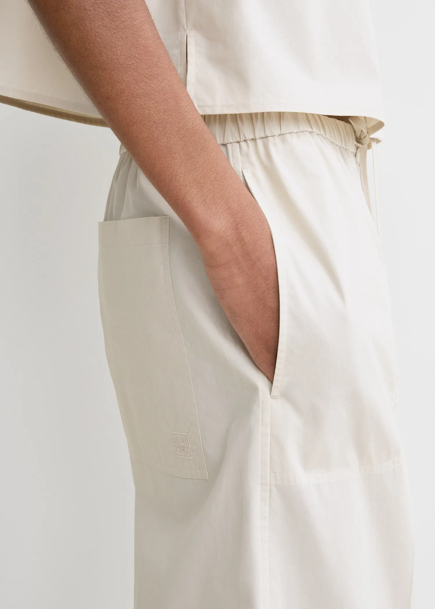 Cotton drawstring trousers stone