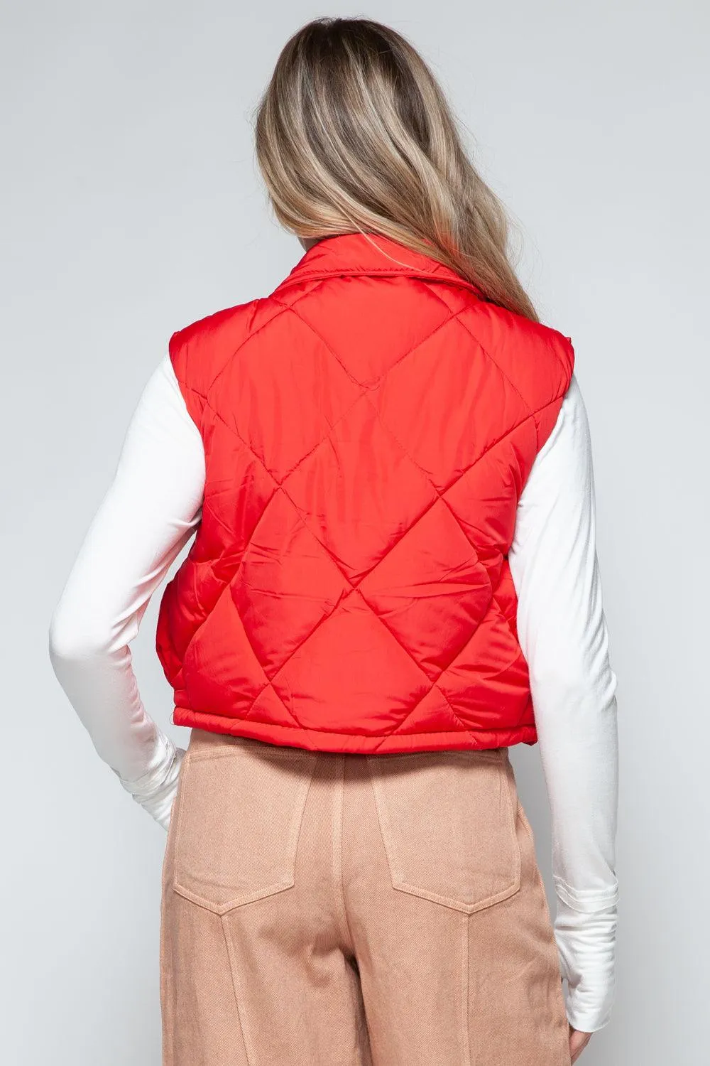 Crop Vest Snobbish Snap Down Quilted Sleeveless Waistcoat