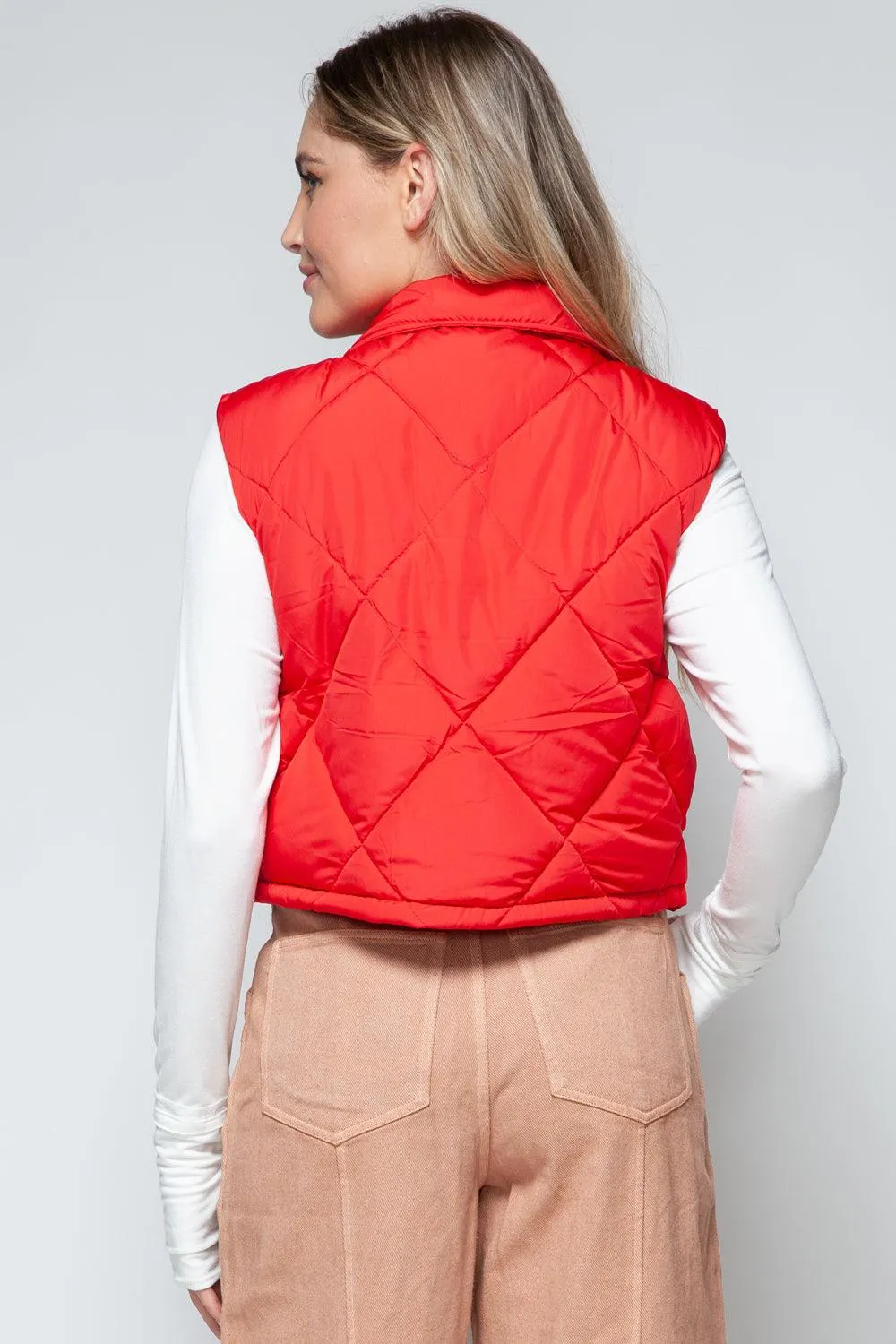 Crop Vest Snobbish Snap Down Quilted Sleeveless Waistcoat