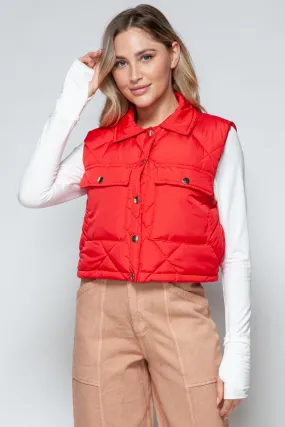 Crop Vest Snobbish Snap Down Quilted Sleeveless Waistcoat