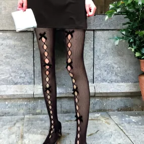 Cut Out Bow Fishnet Tights