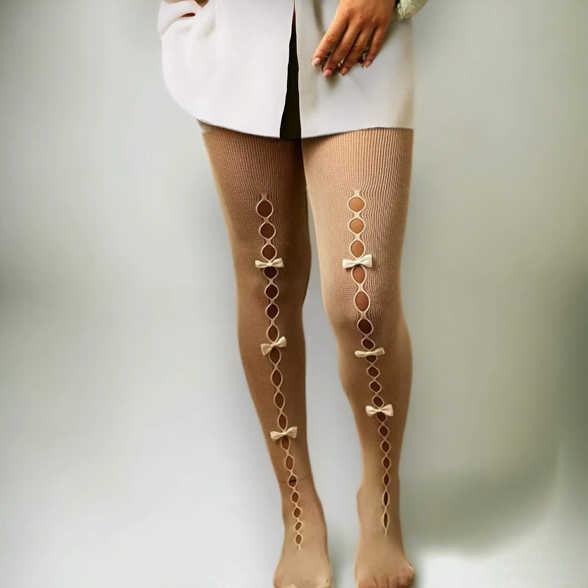 Cut Out Bow Fishnet Tights